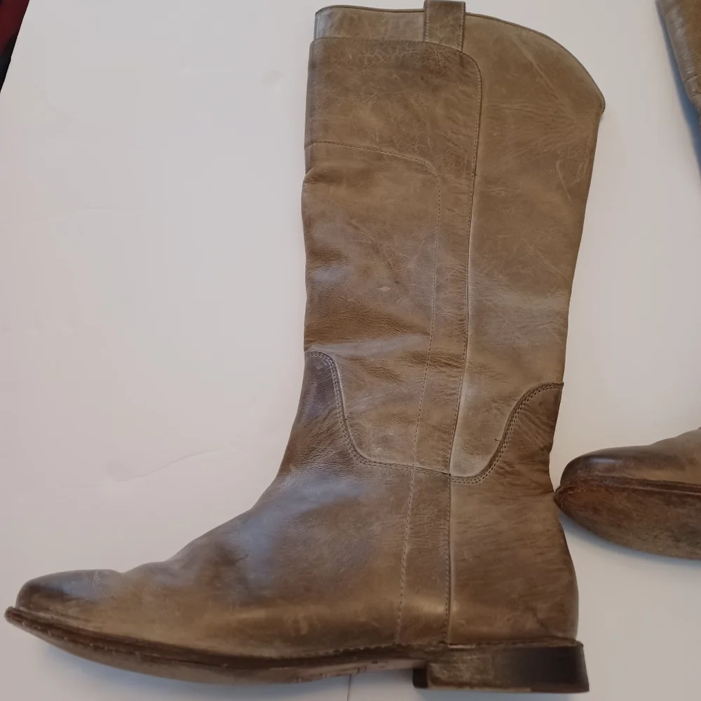 Frye Paige Tall Leather Low Heel Riding Boots Sz 10